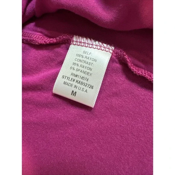 Pleione Women's Pink V Neck Long Sleeve Collared Stretch Blouse Top Size Medium - Picture 7 of 8